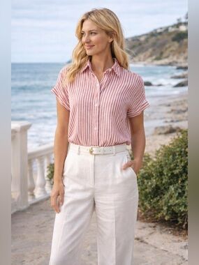 Beach Lunch Lounge | Spencer Button Down Linen Shirt - Size XS